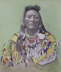 Study of a Native American Indian by W.R Earthrowl, 1996, watercolour on paper, sold Jul 2023