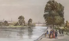 Figures in St James’s Park by Robert Dawson, ink and watercolour, sold Jul 2023