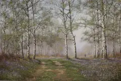 Early morning near Diss by James Wright, oil on canvas, sold Jul 2023