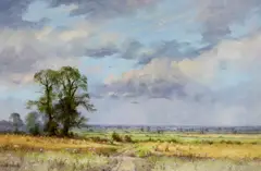 Haymaking by Alwyn Crawshaw, oil on canvas, sold Jul 2023
