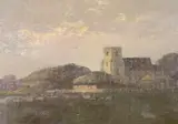 Lyminster Church, Sussex by George Charles Haité, oil on board, sold Jul 2023