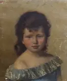 Portrait of a girl by H. Grosmann, 1884, oil on canvas, sold Jul 2023