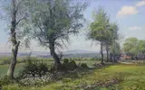 Sunshine on the spring flowers by Mervyn Goode, oil on canvas, sold Jul 2023