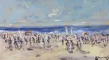 Beach scene by Walter John Beauvais, watercolour, sold Jul 2023