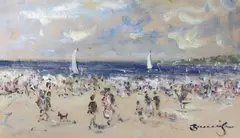 Beach by Walter John Beauvais, watercolour, sold Jul 2023