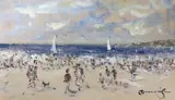 Beach by Walter John Beauvais, watercolour, sold Jul 2023