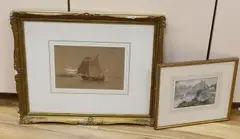 Sail barge off Venice by Robert Taylor Pritchett, watercolour, sold Jul 2023