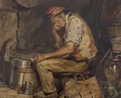 Idle moment by C. Mitchell, watercolour, offered Jul 2023