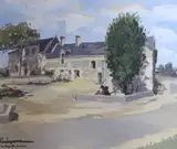 La Chapelle sur Loire by Vincenzo Vinciguerra, gouache, sold Jul 2023