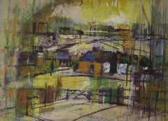 Holme Farm, Oxen by Henry Trivick, mixed media, sold Jul 2023