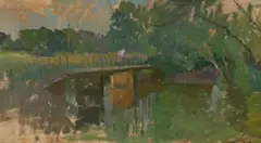 River landscape by Martin Yeoman, oil on canvas board, sold Jul 2023