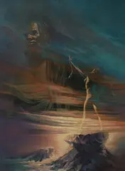 Socrates reputing Aphrodite by Daniel Samuels, 1970, oil on board, sold Jul 2023