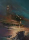 Socrates reputing Aphrodite by Daniel Samuels, 1970, oil on board, sold Jul 2023