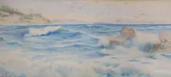 Coastal scene by Ernest Stuart, watercolour, sold Jul 2023