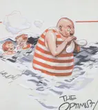 The Optimist by Gilbert Wilkinson, ink and gouache, sold Jul 2023