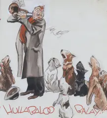 Hullabaloo Balay!! by Gilbert Wilkinson, ink and watercolour, sold Jul 2023