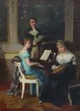 The Recital by Karl Hermann Schellbach, oil on canvas, sold Jun 2023