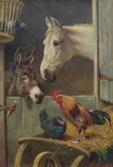 Stable Friends by Herbert William Weekes, oil on board, sold Jun 2023