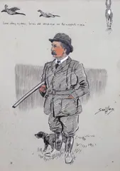 Come along my dear, here by Charles Johnson Payne, ink and conté, sold Jun 2023