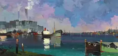 Shoreham Harbour, Sussex by Cecil Rochfort D'Oyly-John, oil on canvas, sold Jun 2023