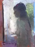 Small nude by Frederick Cuming, 1992, oil on board, sold Jun 2023