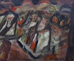 Street Scene (2) by Gerald Wilde, oil on canvas, sold Jun 2023