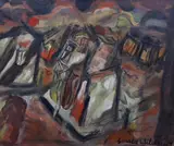 Street Scene (2) by Gerald Wilde, oil on canvas, sold Jun 2023