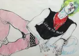 Reclining Buddhist punk by Jo Brocklehurst, pastel on paper, sold Jun 2023