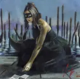 Venice by Fabian Perez, watercolour on paper, offered Jun 2023