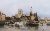 Old Shoreham Harbour by Richard Henry Nibbs, watercolour, sold Jun 2023