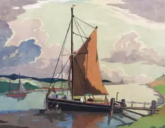 Morning Calm by Eric Slater, woodcut, sold Jun 2023