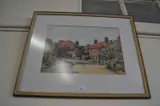 Street scene by J S Webster by Burnham Overy Staithe, watercolour, sold Aug 2023