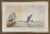 Wherry pasing St Benet's Abbey by Arthur A.Pank, oil on board, sold Aug 2023