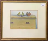 Pears and Plums by Nicola Cooper, watercolour, sold Aug 2023