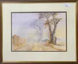 Grazing cattle by Robert D. Aldridge, watercolour, sold Aug 2023