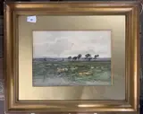 Pastoral landscape by William Beattie-Brown, watercolour, offered Aug 2023