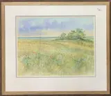 Poppyland towards the Sea, Cley Norfolk by John Hurst, watercolour, sold Aug 2023