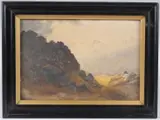 Tryfan and Snowdon by Alfred Oliver, oil on board, sold Aug 2025