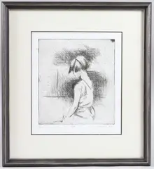 Girl by Anna Gardiner, etching, offered Aug 2025