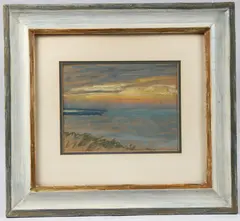 Seascape at sunset by Frank Short, pastel, sold Aug 2025