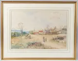 Cottages near Crondall, Hants by Will Anderson, watercolour, sold Aug 2025