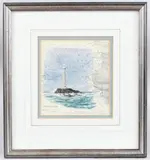 Longships Lighthouse off Lands End by Colin M. Baxter, watercolour, sold Aug 2025