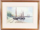 South coast harbour by Christopher Hollick, watercolour, offered Aug 2025