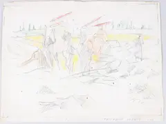 Faucheuse de Face by Jacques Villon, pencil and watercolour, offered Aug 2025