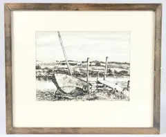 Boat, Morston Creek by Gabriel Weissmann, 1992, ink on paper, offered Aug 2025