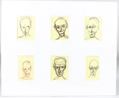 Head studies by John Kingerlee, charcoal and pencil, offered Aug 2025