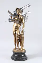 Classical nude pierced with cutlery knives, sculpture on marble socle base, 35/100, height 59cm by Fernandez Arman, sculpture, sold Aug 2025