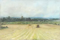 Harvesting by Arthur George Bell, oil on panel, sold Jul 2025