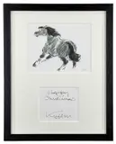 autograph and facsimile print - Prancing pony, framed with signed 'Happy by Kyffin Williams, print, offered Dec 2023