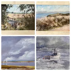 Yachts, Caernarfon Estuary by Rob Hendry, watercolour, offered Nov 2023